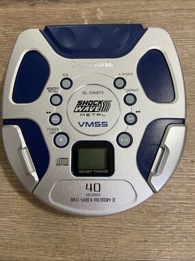 VTG Panasonic SL-SW870 Portable CD Player Shock Wave Metal Anti-Shock - Blue